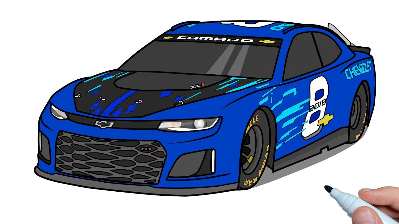 How To Draw A Chevrolet Camaro Zl1 Nascar Race Car Step By Step Youtub ...