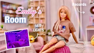 Emily’s NEW Room! Making a Trendy Gen Z Barbie Doll Room - LED Lights| Records| Vines| TV| Collage