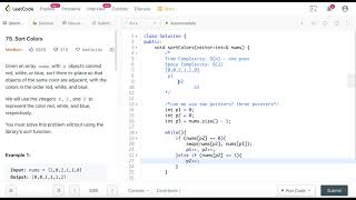 Leetcode 75. Sort Colors | sorting | Two (three) pointers
