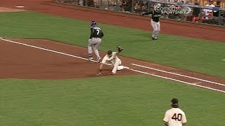 COL@SF: Crawford makes a strong throw for the out