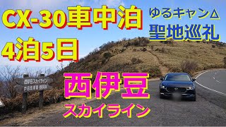 【MAZDA CX30｜静岡車中泊ドライブ】年越し車中泊4泊5日2021-2022/西伊豆スカイライン/沖あがり食堂/恋人岬/爪木崎灯台/ゆるキャン△聖地巡礼 #2