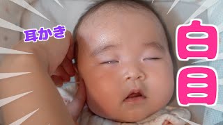 耳かきをすると白目になっちゃいます【生後五ヶ月赤ちゃん】Baby earpick roll one's eyes back