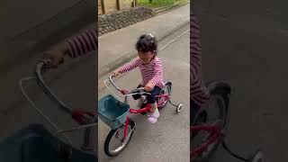 【梨ちゃんねる】初めて自転車に乗った3歳児