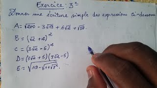 Technique de Calcul littéral Simple avec Racine Carrée NIVEAU 3è.