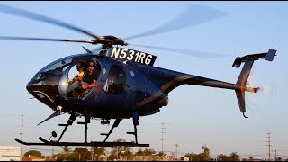 MD530 Helicopter Start-Up, Takeoff \u0026 Landing on Helipad Sports Car of Helicopters Hughes 500 N531RG