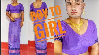 Indian crossdresser || Boy to girl || Translation video || Sador mekhla l