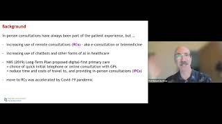 BSMS Lecture Series: Patient experiences of remote consultations in general practice