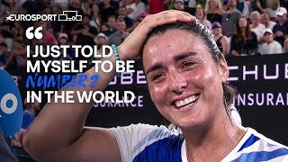 Im going to make my husband work hard tonight! | Jabeur reacts after her win | Eurosport Tennis