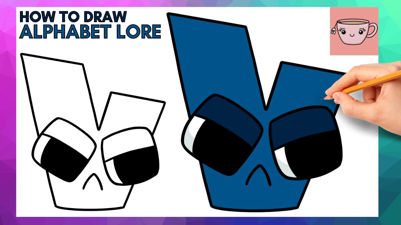 How To Draw Alphabet Lore - Lowercase Letter V | Cute Easy Step By Step ...