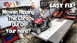 Honda Push Mower Pulls The Cord Out Of Your Hand Snaps Back Hard To Pull Common Kickback Issue Fix