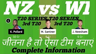 NZ VS WI DREAM 11 TEAM New Zealand West Indies 3rd T20 nz vs wi dream team prediction 30 nov 3rd t20