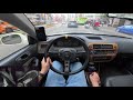 POV Manual Car Downtown Driving in Traffic with Pedal Cam ASMR | HONDA Civic