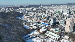 부개산  설경  드론  영상