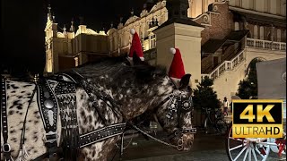 Krakow Christmas Market Poland Night Vlog Walking 4K