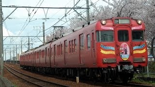 [ラストラン]　名鉄瀬戸線　さよなら赤い電車　6000系6035F　桜咲く大曽根～矢田間通過