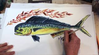 How to paint a Dolphin (Mahi-Mahi) the easy way