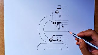 microscope drawing | how to draw microscope easily step by step | microscope diagram drawing