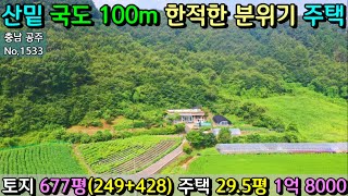 No.1533. 충남공주 산 밑 평화로운 마을 한적하게 자리잡은 전원주택과 넓은 밭 전원주택매매 농가주택매매 시골집매매 토지매매 싼땅전문 최우선공인중개사 귀농귀촌/공주부동산TV