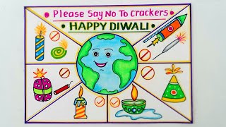 Diwali Drawing Easy//Say NoTo Crackers Poster Drawing// How To Draw Colorful Crackers/Keshavlal Vora