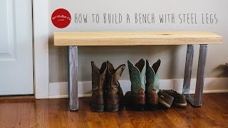 Oak and Steel Bench