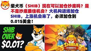 柴犬币（SHIB）现在可以加仓抄底吗？是不是抄底最佳机会？大机构进场加仓SHIB，上涨机会来了，必须加仓到0.01$美金！