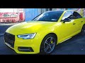 2018 Audi A4 Wrapped in Inozotek Citrus yellow with gloss black accents and RS Facelift