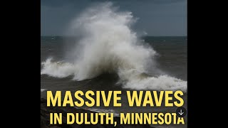 Canal Park Duluth Minnesota - Gale Force Winds Generate Large Waves