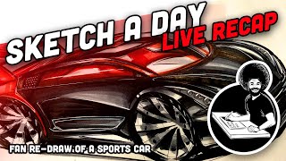 Sketch A Day: How to draw a black sports car - live recap