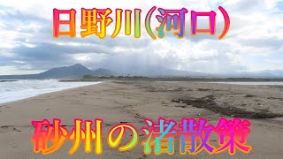 初秋の大荒れ 9月23日 月曜 晴れのち雨 石川県では大雨被害 日野川(河口) 砂州の渚散策 日本 鳥取県米子市皆生 日野川運動公園 @WalkingYoshi