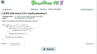 Java Practice It || 2.31 starExclamation1 || nested for loop