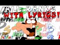 ALL RANKS WITH LYRICS (PIZZA TOWER)