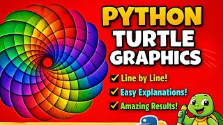 Python Turtle Graphics | Build This Colorful Pattern in 5 Minutes