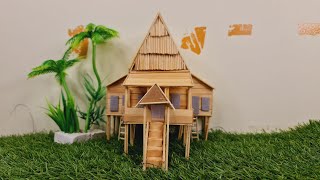 Cara Membuat Rumah Adat Sulawesi Tenggara Dari Stik Es Krim Yang Mudah | Popsicle Stick Craft Ideas