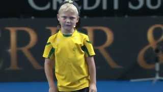 Cruz Hewitt Gets Roger Federer Warmed Up | Fast 4 Launch | Tennis Australia