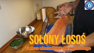 Solony łosoś. Solenie na sucho łososia. Dwukrotnie tańsza alternatywa do łososia wędzonego.