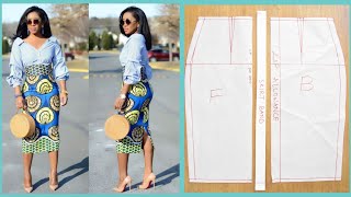 EASY HIGH WAIST PENCIL SKIRT PATTERN TUTORIAL WITH BAND