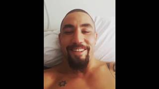 Robert Whittaker sends a messages to his fans live from his hospital bed after a