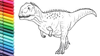 New Dinosaur Drawing and Coloring For Kids - How to Draw The Majungasaurus Carnivore Dinosaur