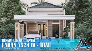 DESAIN RUMAH 7 X 24 METER I RIAU –DESAIN RUMAH TROPIS MODERN#jasaarsitek #jasadesain #arsitek