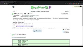 Exercise 5.3 (toBinary) Java Tutorial || Practice-It