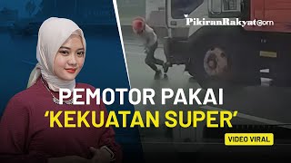 Wow! Detik-detik Pemotor Hindari Truk Pakai 'Kekuatan Super', Warganet: Jangan-jangan Dia Spiderman