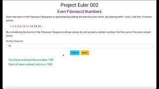Project Euler 002 - Even Fibonacci Numbers