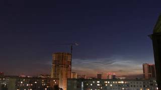 Серебристые облака Noctilucent cloud таймлапс Новосибирск 2016