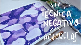 TÉCNICA NEGATIVO 💖 ACUARELA PRINCIPIANTES