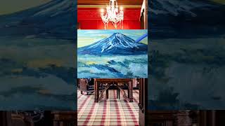 【油絵 】【朝の富士山】#油絵  #手書き #アート   #絵画 #絵 #油彩画 #美術   #風景　#富士山　#油彩　#風景画　#minne　#Creema　#BASE　#ミンネ　#クリーマ　