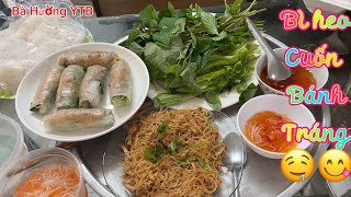 Món bì thịt heo cuốn rau sống bánh tráng, đổi bữa lạ miệng ngon quá ạ.🥗🥘😋