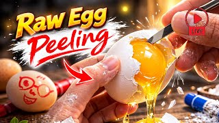 🔴 LIVE: ASMR — Raw Egg Peeling Marathon — Day 28-2 | Raw Egg Lab