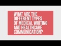 What are the different types of Medical Writing & Healthcare Communication?