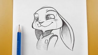 Cartoon Drawing | How to draw Rabbit (Judy Hopps) from Zootopia | easy cartoon drawing for beginners