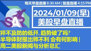 美股直播01/09[早盘] 猝不及防的低开, 趋势破了吗? 半导体财报出师不利 会有何影响 |周二美股新闻与分析总汇